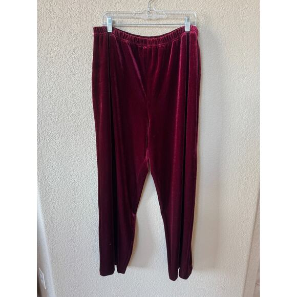 Bob Mackie 2 PC Burgundy Velvet Art Jacket Pants Embroidered Floral Mosaic Sz 1X - Picture 10 of 12